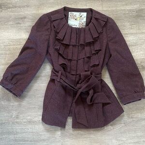 Anthropologie Tabitha Purple Wool Blazer Jacket size 4